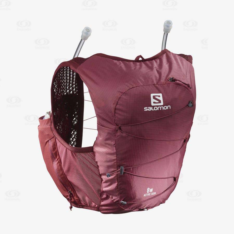 Dámské Běžecké Batohy Salomon ACTIVE SKIN 8 Červené | CZ-A2452
