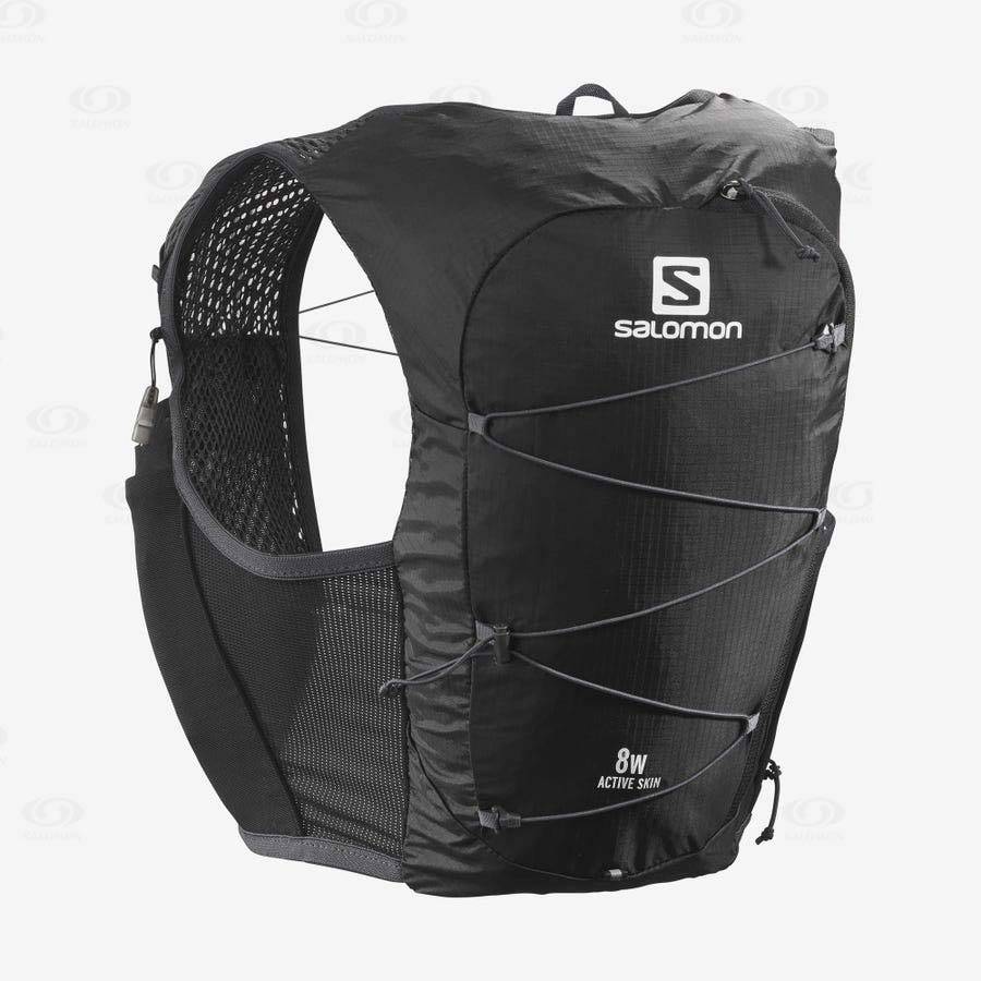 Dámské Běžecké Batohy Salomon ACTIVE SKIN 8 Černé | CZ-S2045
