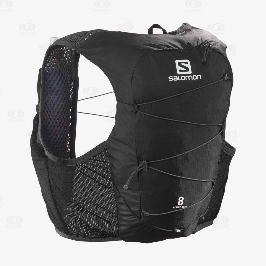 Dámské Běžecké Batohy Salomon ACTIVE SKIN 8 Černé | CZ-wL2586