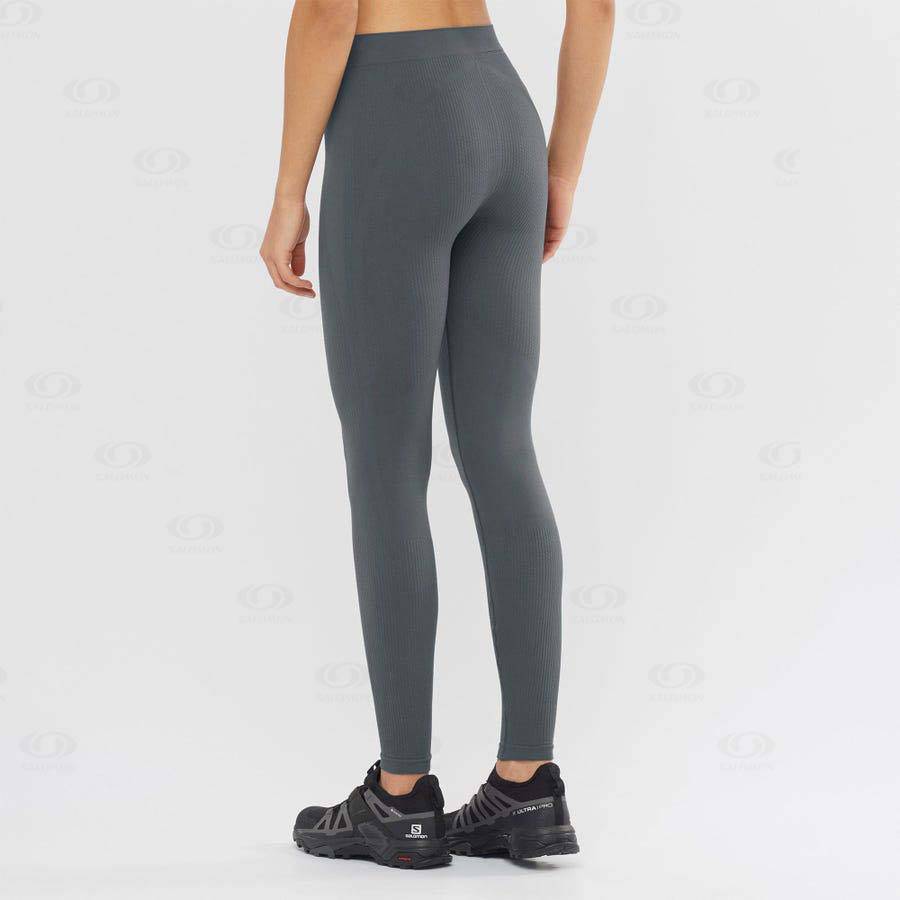 Dámské Běžecké Tighty Salomon ESSENTIAL SEAMLESS Černé | CZ-A1612