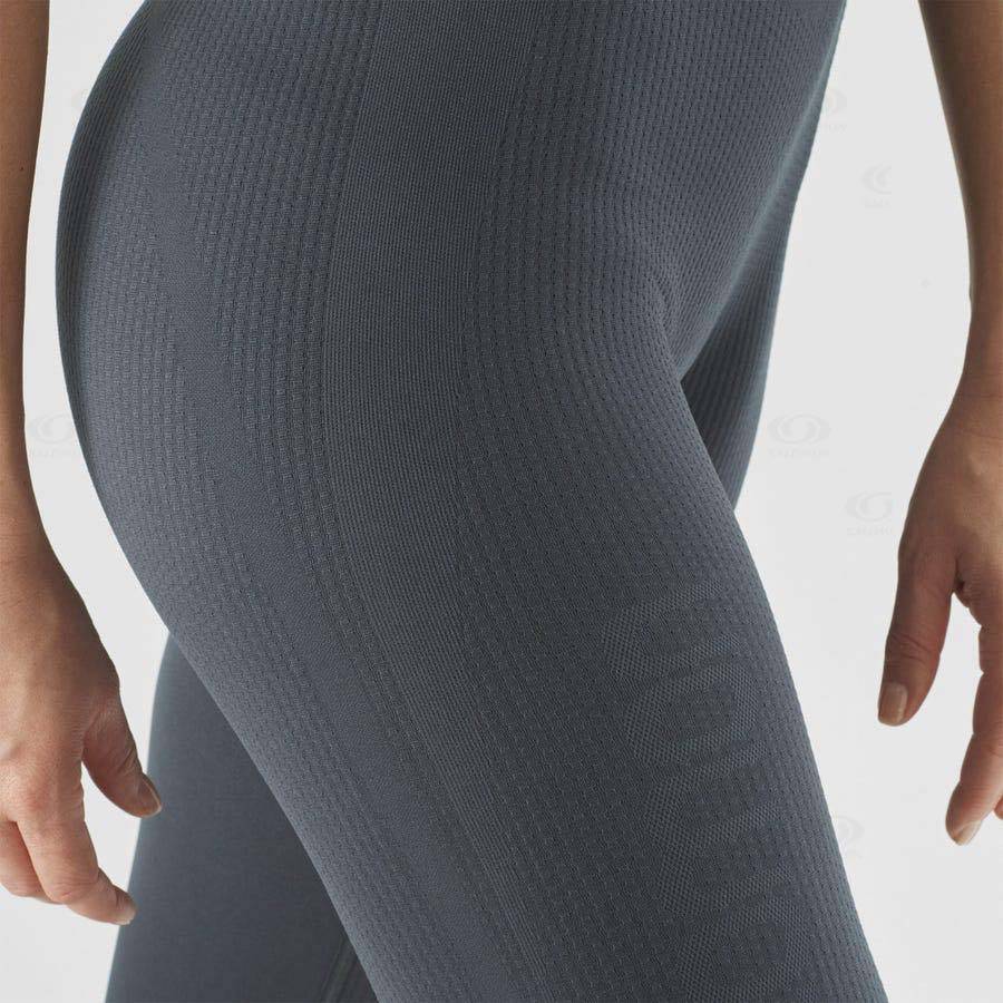 Dámské Běžecké Tighty Salomon ESSENTIAL SEAMLESS Černé | CZ-A1612