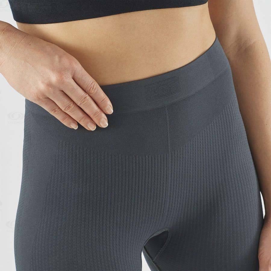 Dámské Běžecké Tighty Salomon ESSENTIAL SEAMLESS Černé | CZ-A1612