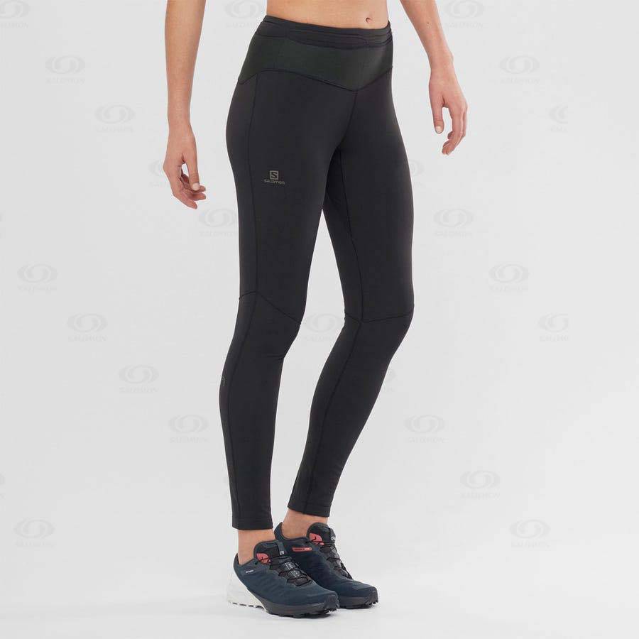 Dámské Běžecké Tighty Salomon XA WARM Černé Černé | CZ-N1778