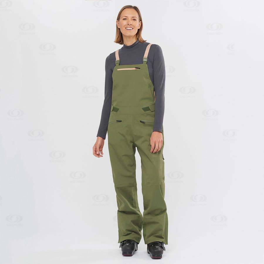 Dámské Lyžařské Kalhoty Salomon STANCE 3L BIB Olivy Zelené | CZ-N1176