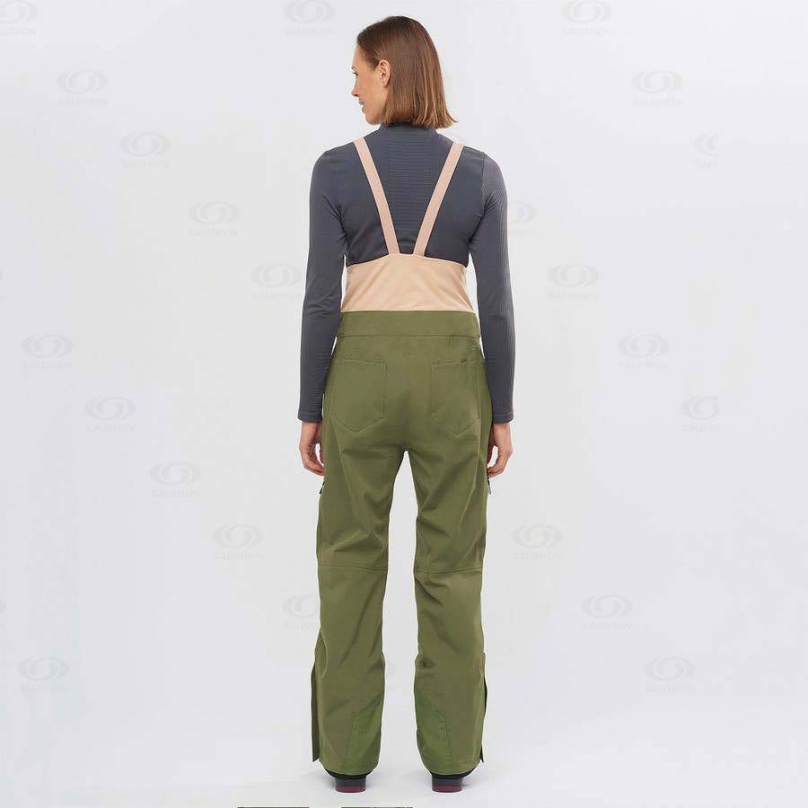 Dámské Lyžařské Kalhoty Salomon STANCE 3L BIB Olivy Zelené | CZ-N1176