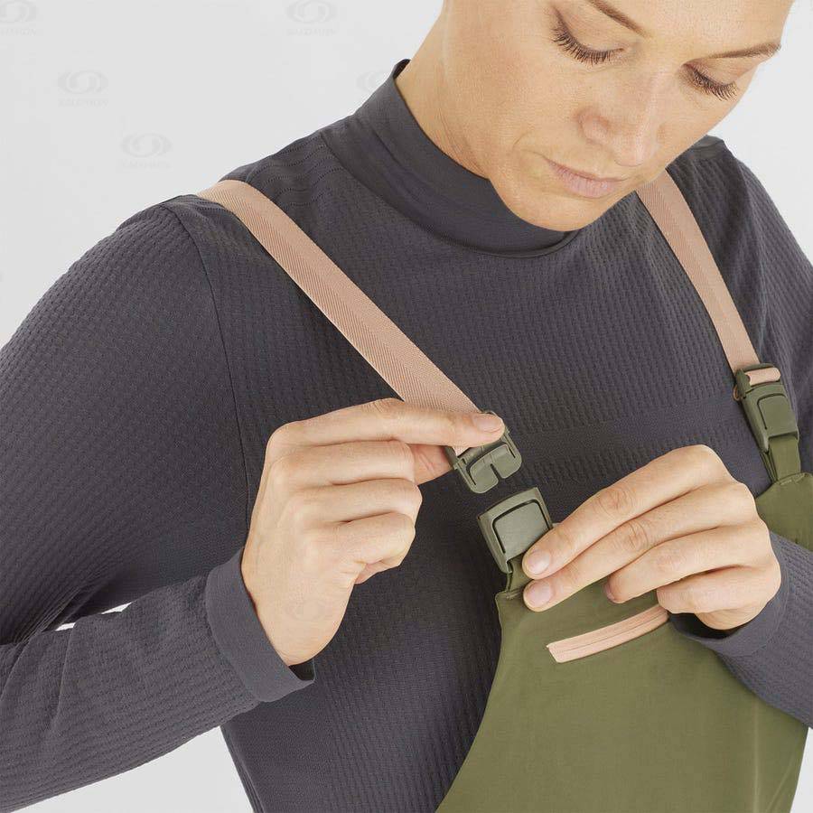 Dámské Lyžařské Kalhoty Salomon STANCE 3L BIB Olivy Zelené | CZ-N1176