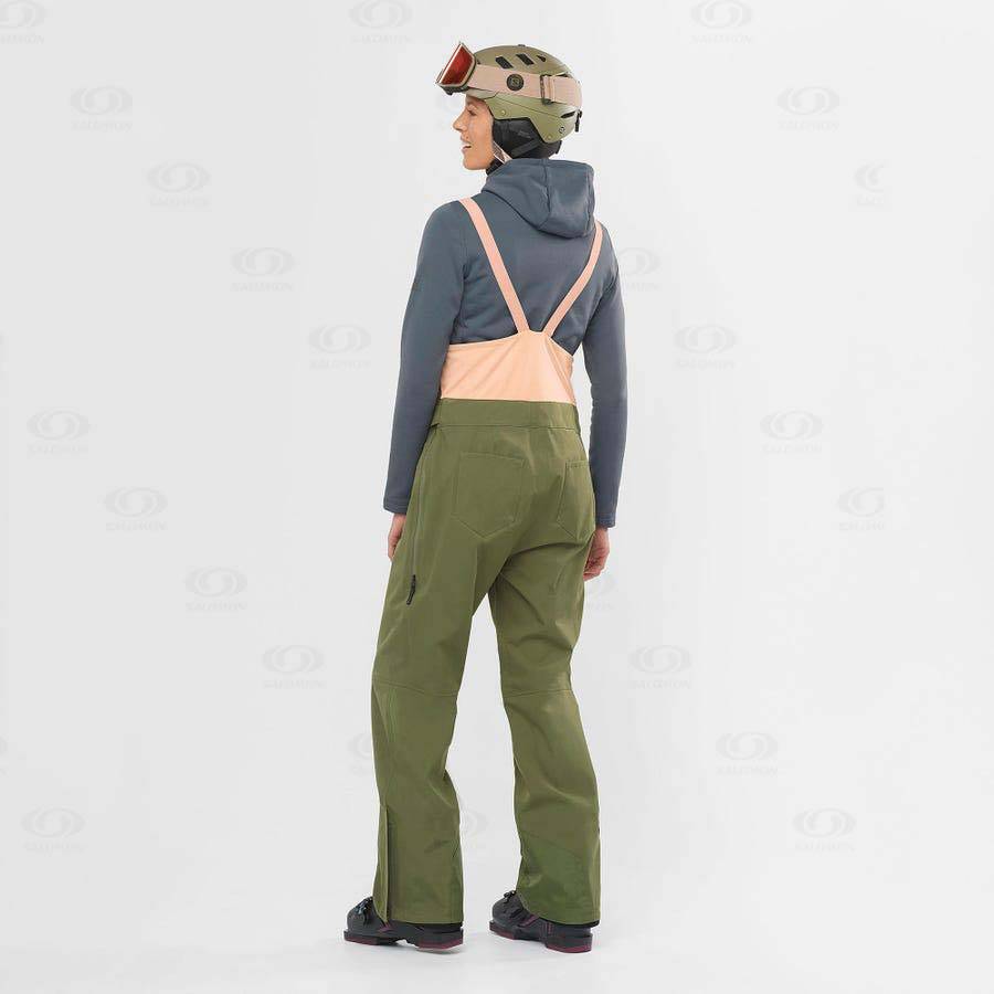 Dámské Lyžařské Kalhoty Salomon STANCE 3L BIB Olivy Zelené | CZ-N1176