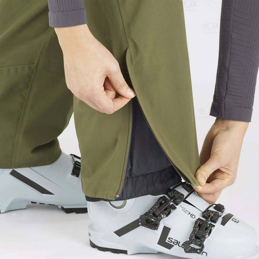 Dámské Lyžařské Kalhoty Salomon STANCE 3L BIB Olivy Zelené | CZ-N1176
