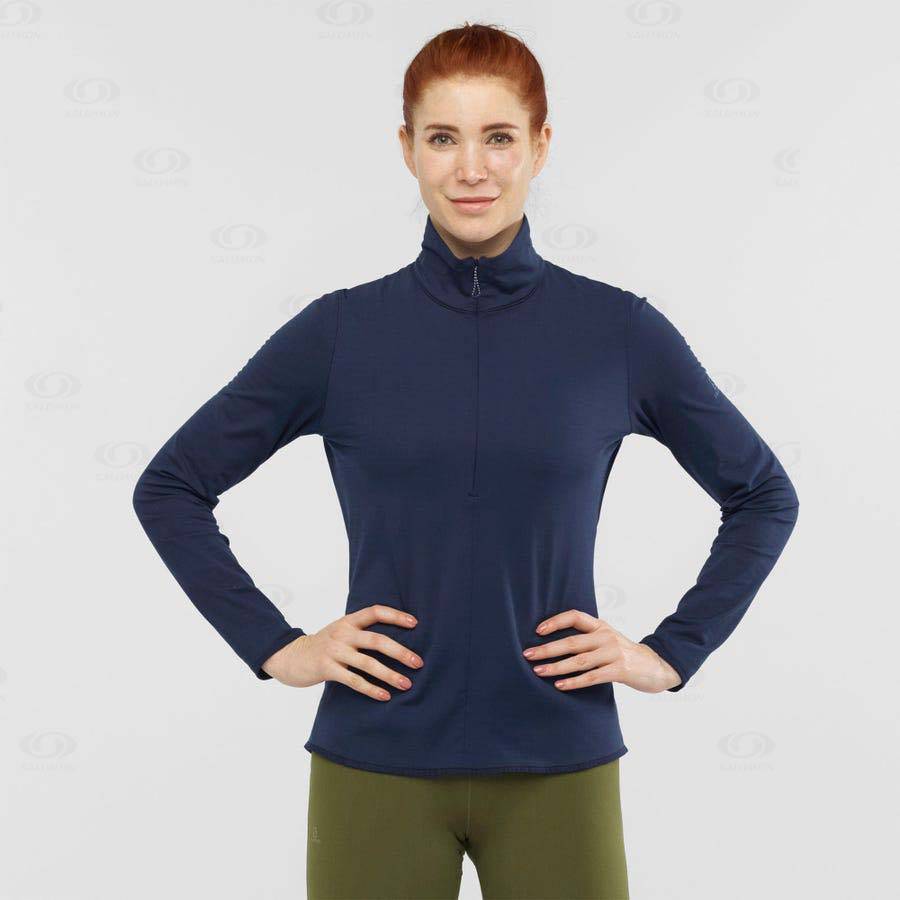 Dámské Mikiny S Kapucí Salomon ESSENTIAL LIGHTWARM Tmavě Blankyt | CZ-A1521