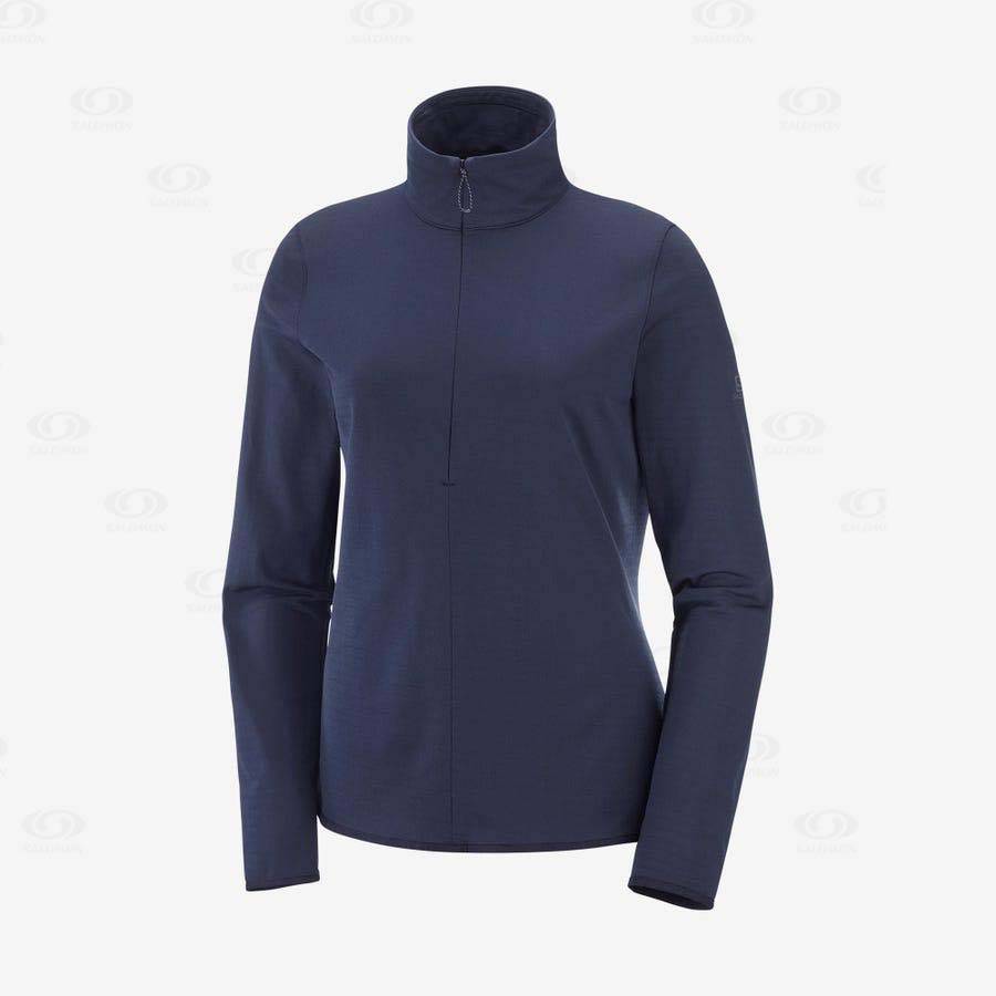 Dámské Mikiny S Kapucí Salomon ESSENTIAL LIGHTWARM Tmavě Blankyt | CZ-A1521