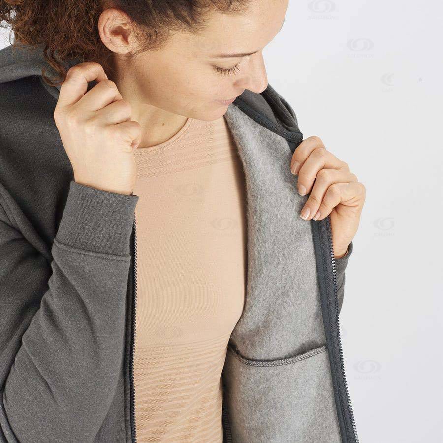 Dámské Mikiny S Kapucí Salomon ESSENTIAL WARM SALOMON Šedé | CZ-M1874