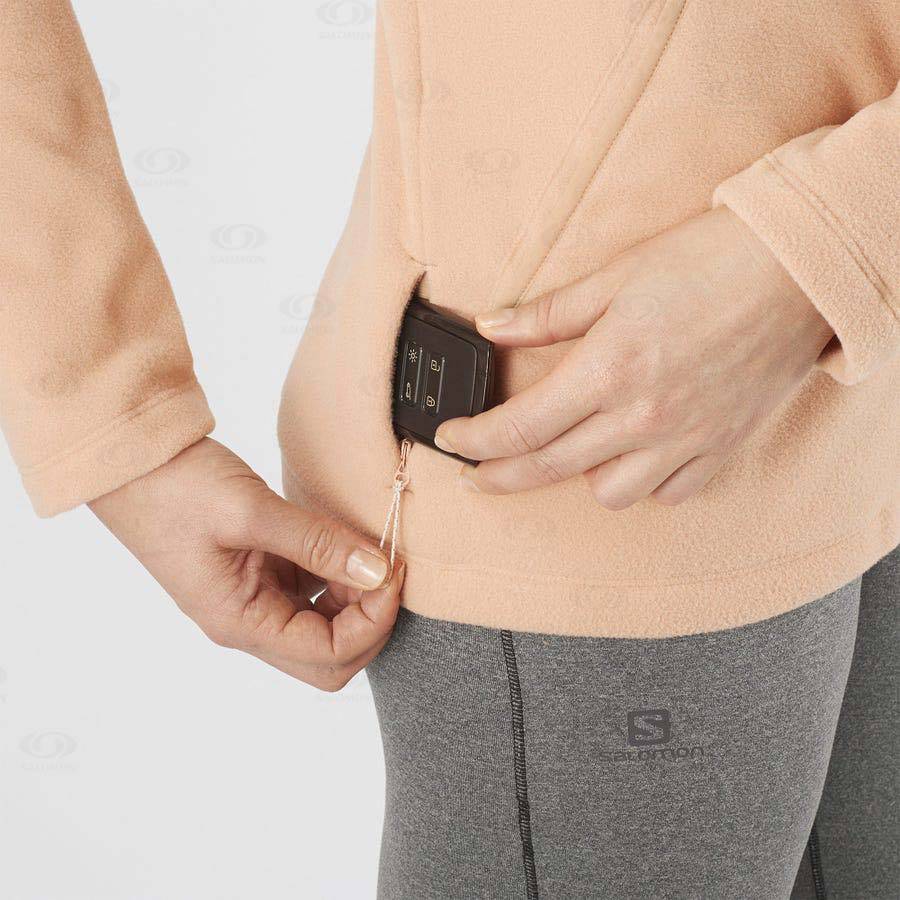 Dámské Mikiny S Kapucí Salomon ESSENTIAL COSY FLEECE Růžové | CZ-N1246