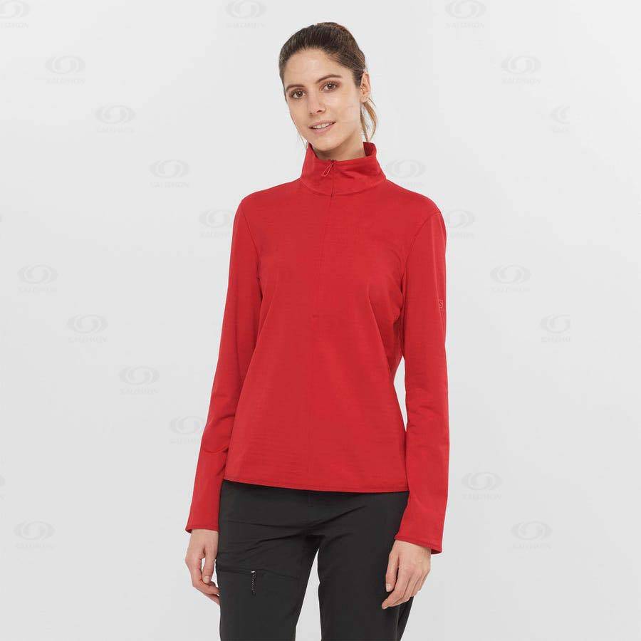 Dámské Mikiny S Kapucí Salomon ESSENTIAL LIGHTWARM Červené | CZ-N1757