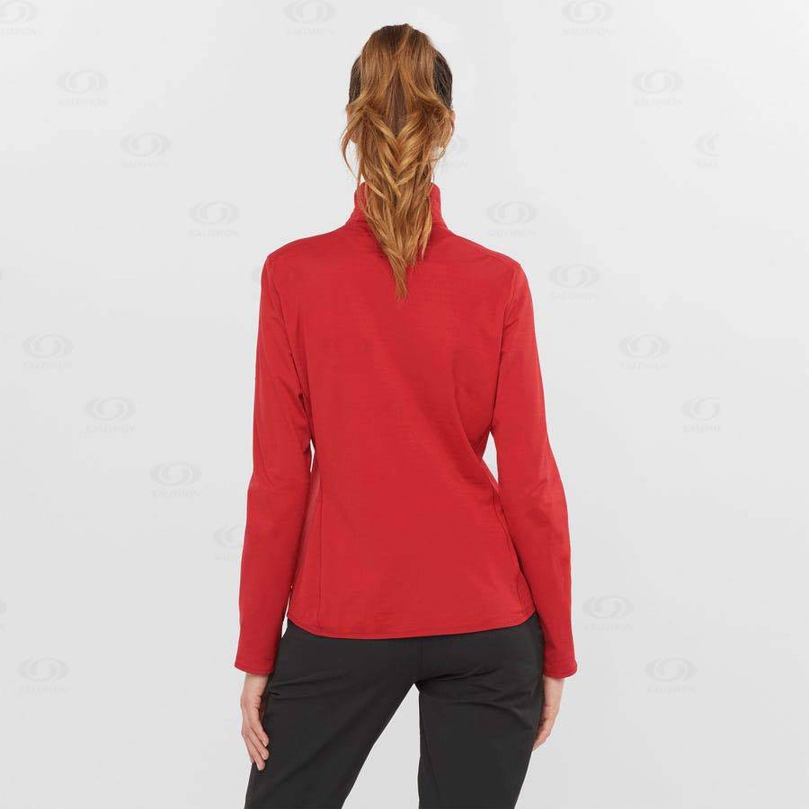 Dámské Mikiny S Kapucí Salomon ESSENTIAL LIGHTWARM Červené | CZ-N1757