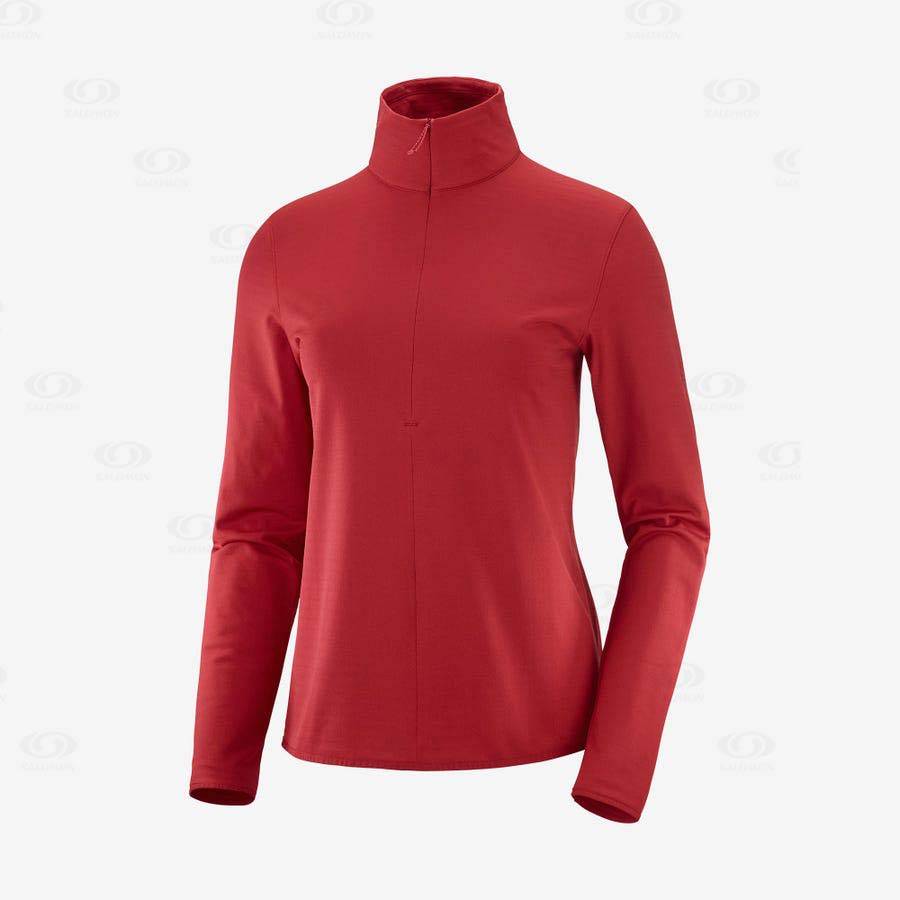 Dámské Mikiny S Kapucí Salomon ESSENTIAL LIGHTWARM Červené | CZ-N1757