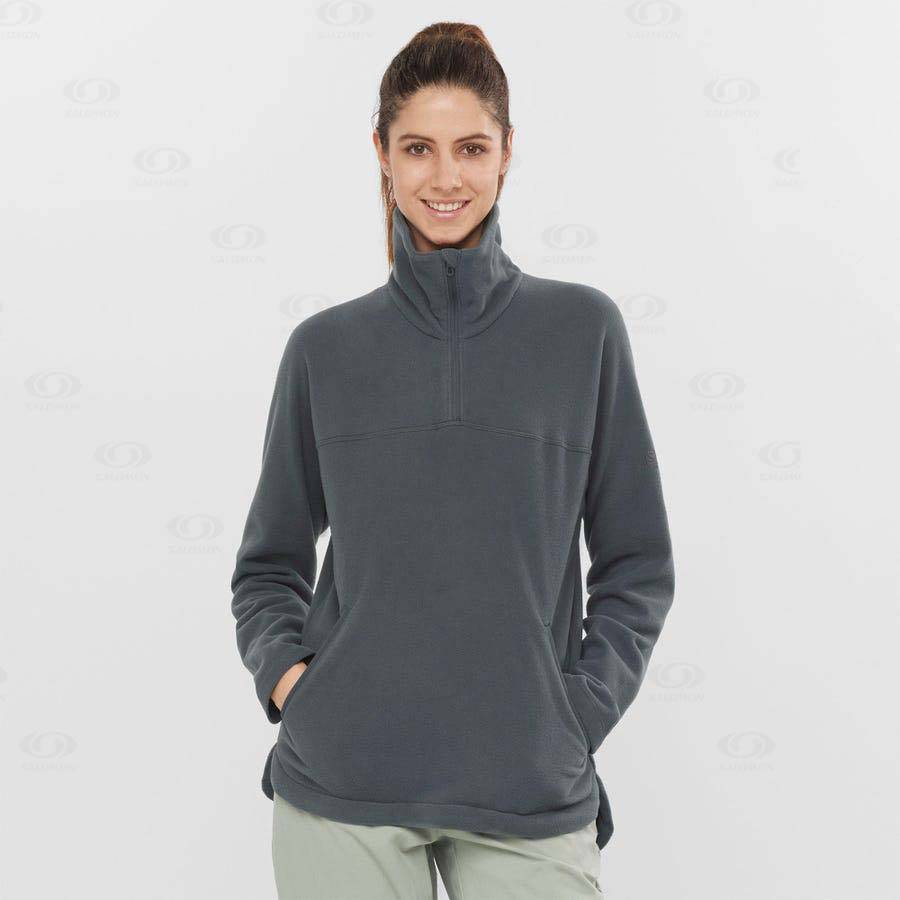 Dámské Mikiny S Kapucí Salomon ESSENTIAL COSY FLEECE Šedé | CZ-N1841