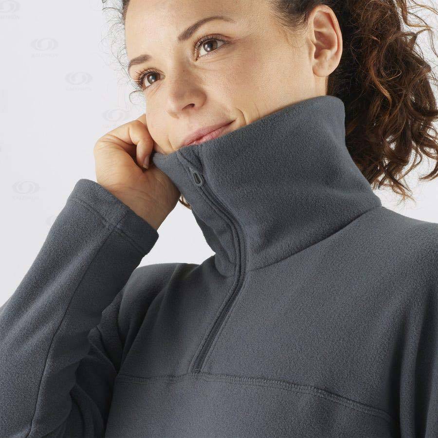 Dámské Mikiny S Kapucí Salomon ESSENTIAL COSY FLEECE Šedé | CZ-N1841