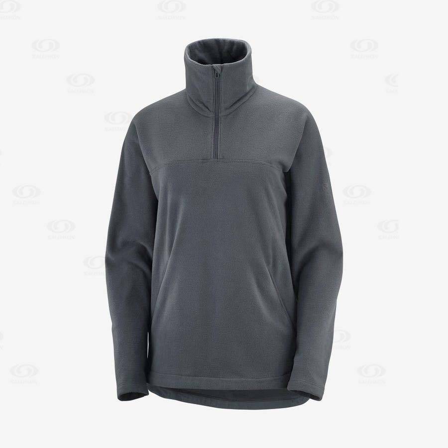 Dámské Mikiny S Kapucí Salomon ESSENTIAL COSY FLEECE Šedé | CZ-N1841