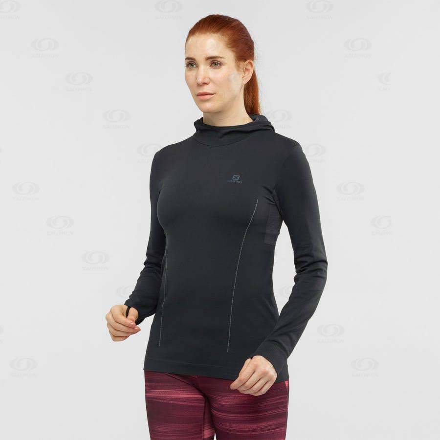 Dámské Mikiny S Kapucí Salomon ESSENTIAL SEAMLESS Černé | CZ-N2156
