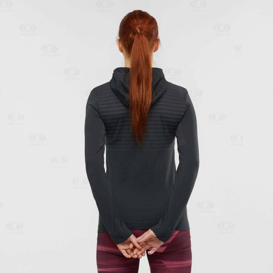 Dámské Mikiny S Kapucí Salomon ESSENTIAL SEAMLESS Černé | CZ-N2156