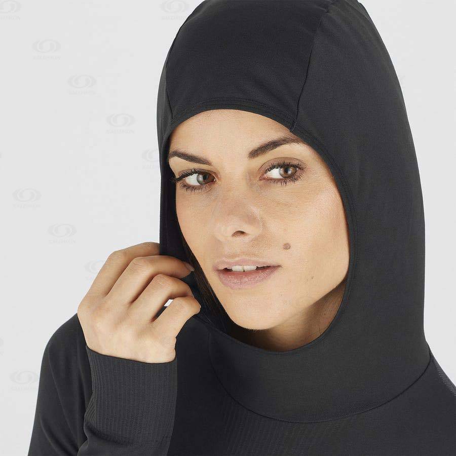 Dámské Mikiny S Kapucí Salomon ESSENTIAL SEAMLESS Černé | CZ-N2156