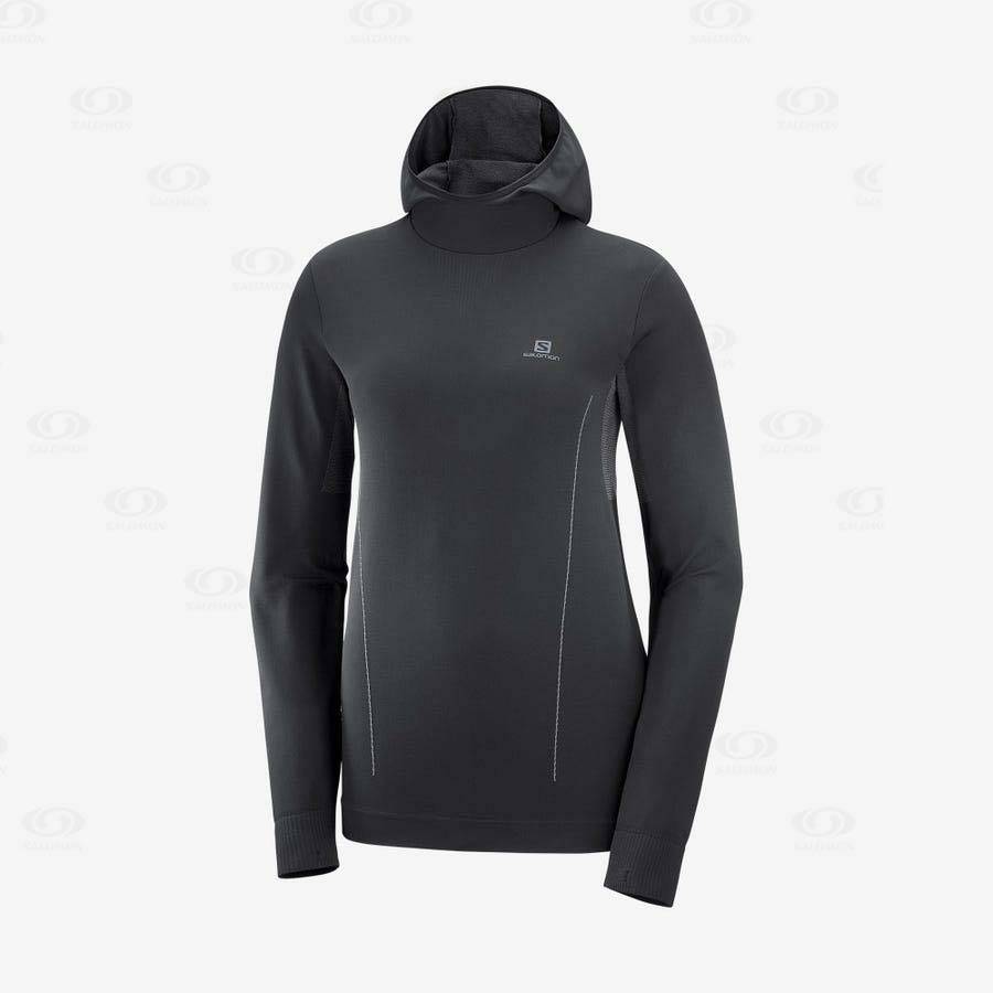 Dámské Mikiny S Kapucí Salomon ESSENTIAL SEAMLESS Černé | CZ-N2156