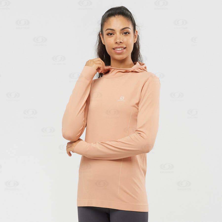 Dámské Mikiny S Kapucí Salomon ESSENTIAL SEAMLESS Růžové | CZ-O1299