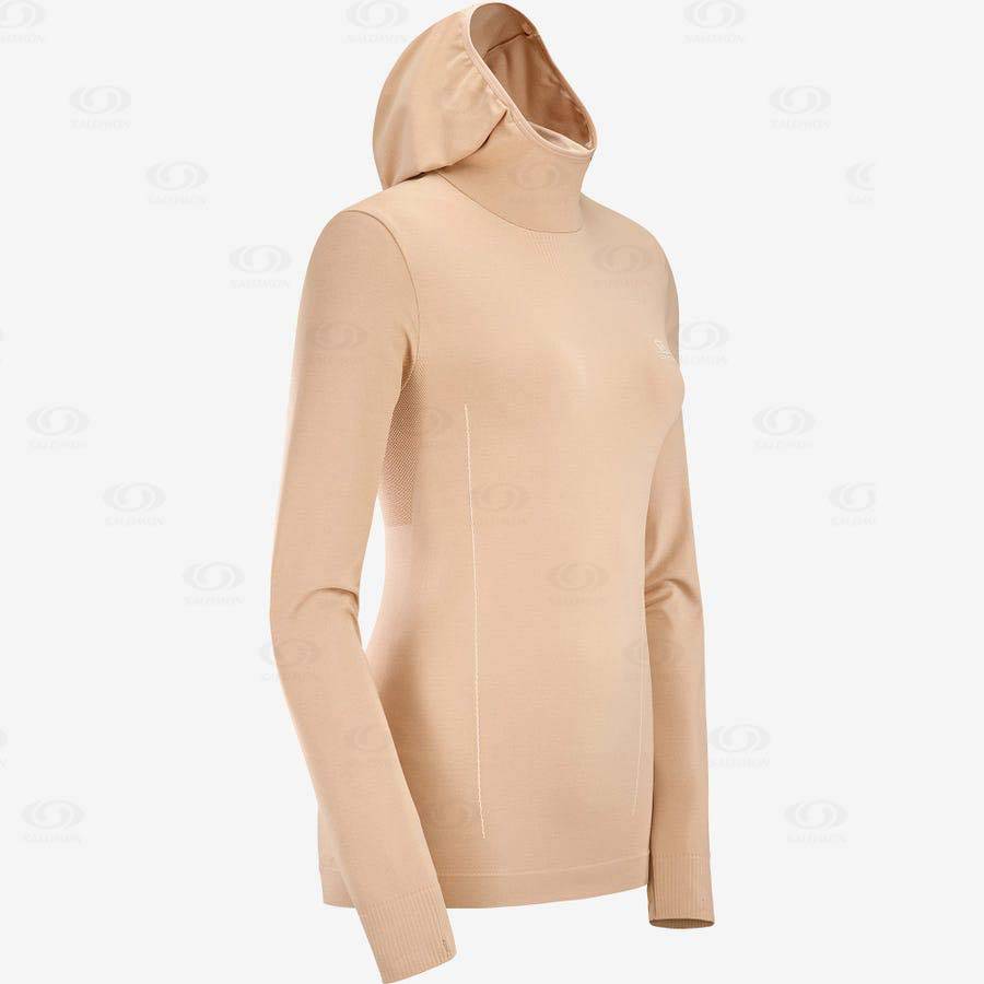 Dámské Mikiny S Kapucí Salomon ESSENTIAL SEAMLESS Růžové | CZ-O1299