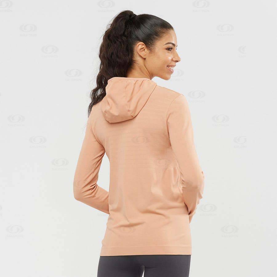 Dámské Mikiny S Kapucí Salomon ESSENTIAL SEAMLESS Růžové | CZ-O1299