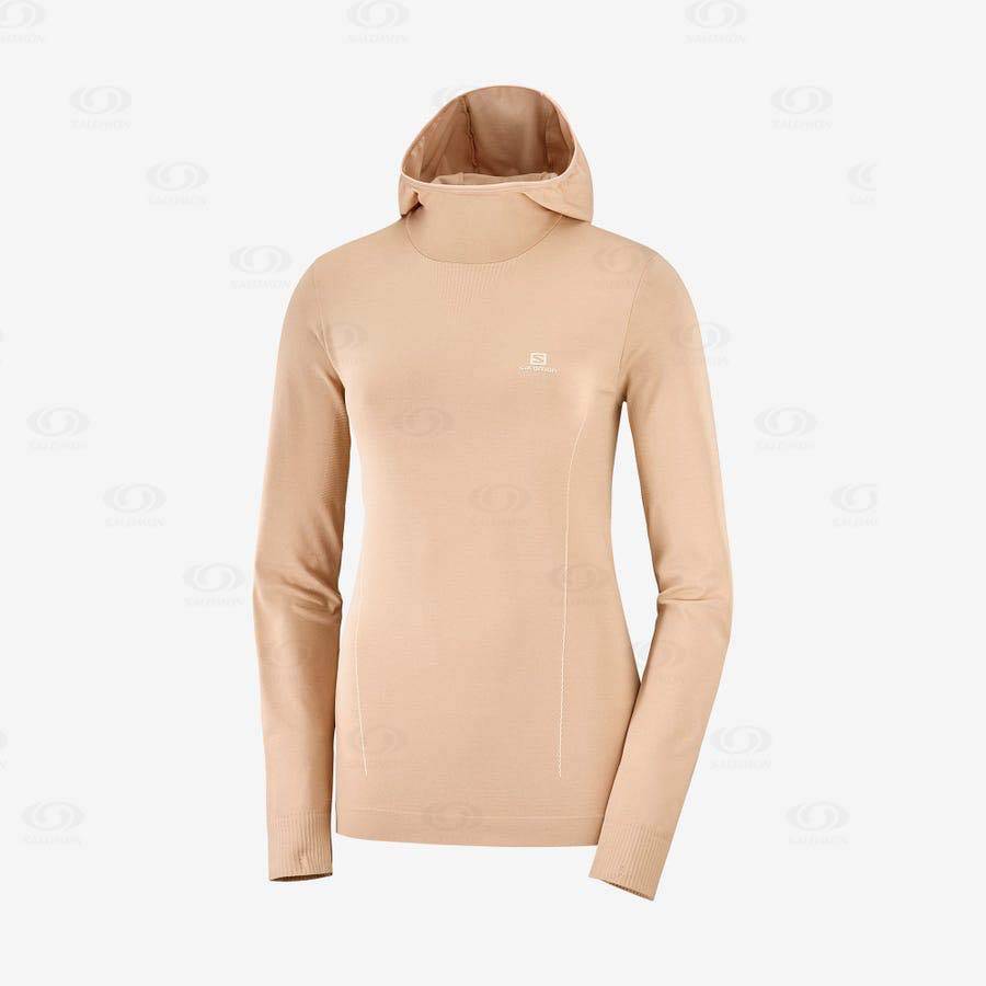 Dámské Mikiny S Kapucí Salomon ESSENTIAL SEAMLESS Růžové | CZ-O1299