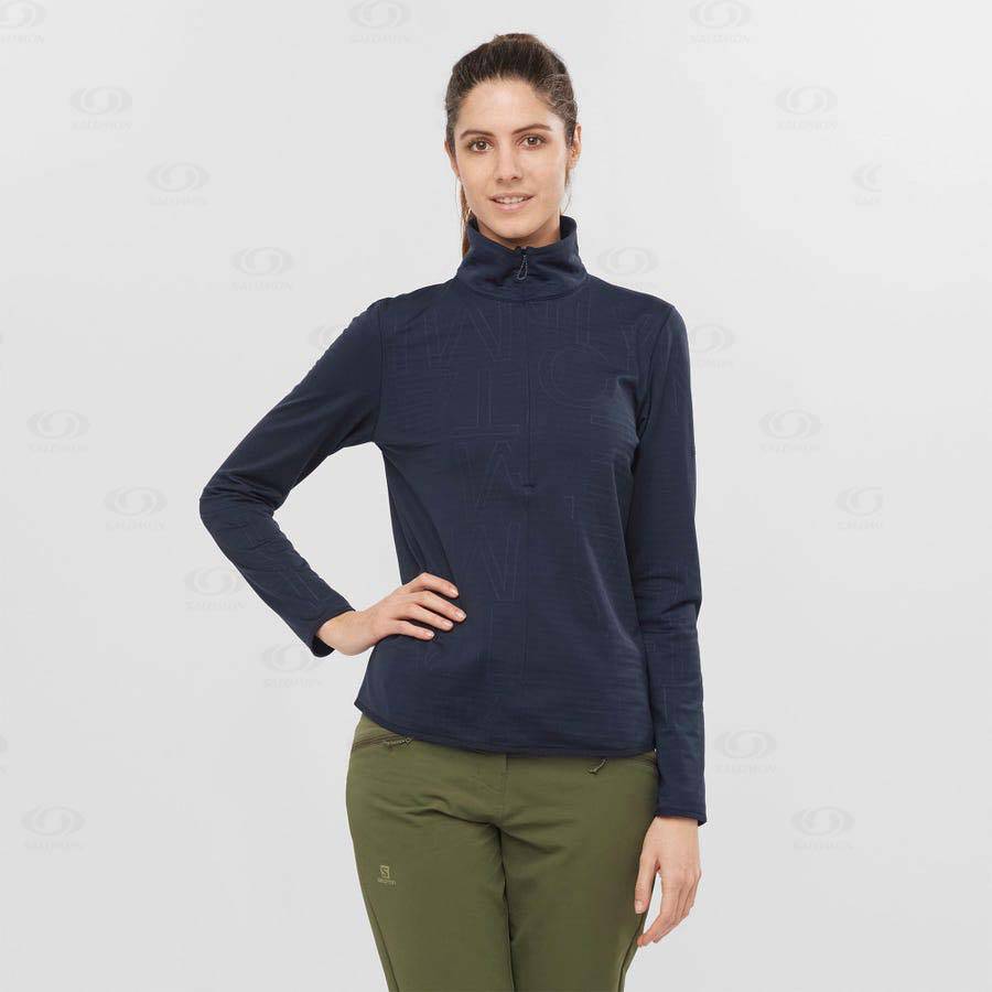 Dámské Mikiny S Kapucí Salomon ESSENTIAL LIGHTWARM Tmavě Blankyt Blankyt | CZ-O1572