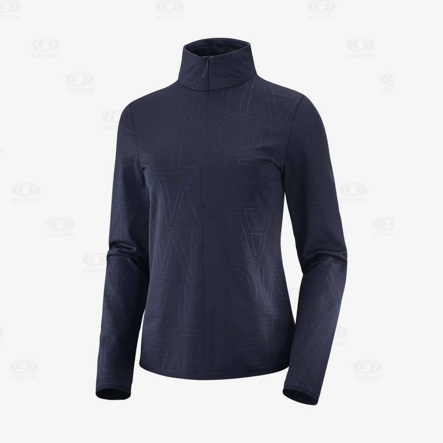 Dámské Mikiny S Kapucí Salomon ESSENTIAL LIGHTWARM Tmavě Blankyt Blankyt | CZ-O1572