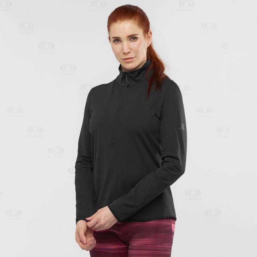 Dámské Mikiny S Kapucí Salomon ESSENTIAL LIGHTWARM Černé | CZ-O1679