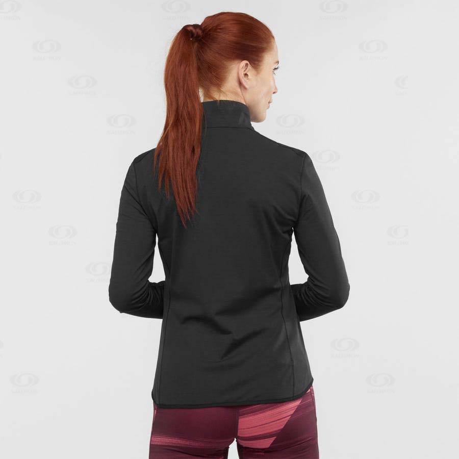 Dámské Mikiny S Kapucí Salomon ESSENTIAL LIGHTWARM Černé | CZ-O1679