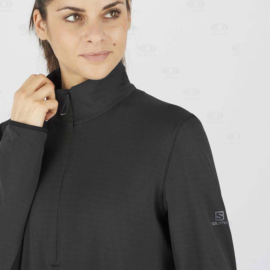 Dámské Mikiny S Kapucí Salomon ESSENTIAL LIGHTWARM Černé | CZ-O1679