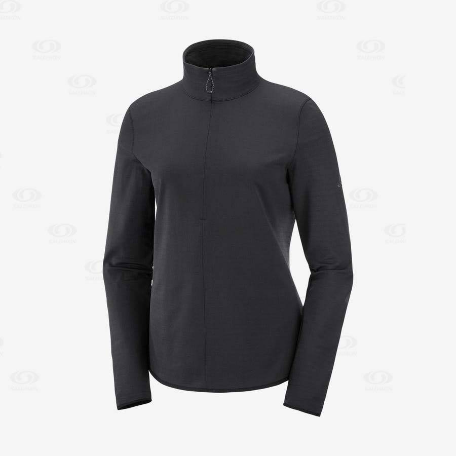 Dámské Mikiny S Kapucí Salomon ESSENTIAL LIGHTWARM Černé | CZ-O1679