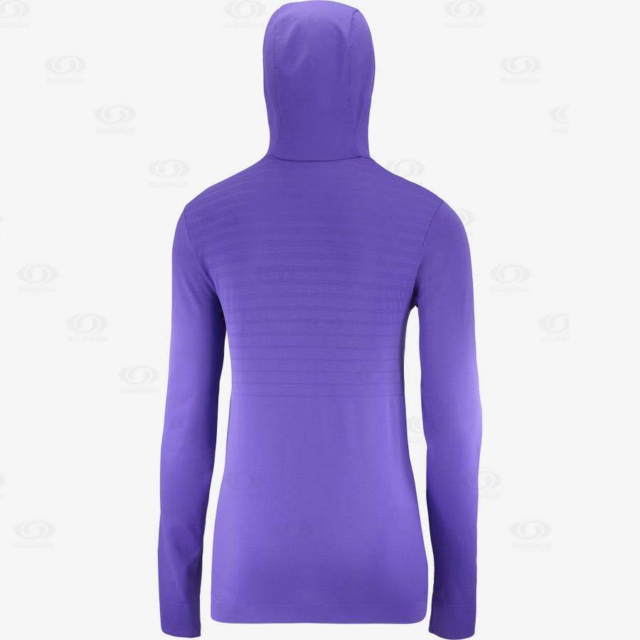 Dámské Mikiny S Kapucí Salomon ESSENTIAL SEAMLESS Fialové | CZ-O2041