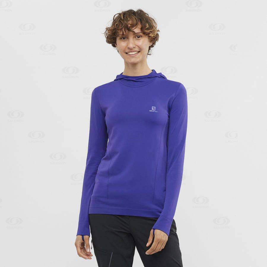 Dámské Mikiny S Kapucí Salomon ESSENTIAL SEAMLESS Fialové | CZ-O2041