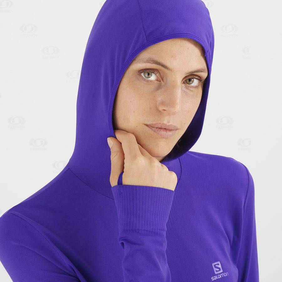 Dámské Mikiny S Kapucí Salomon ESSENTIAL SEAMLESS Fialové | CZ-O2041
