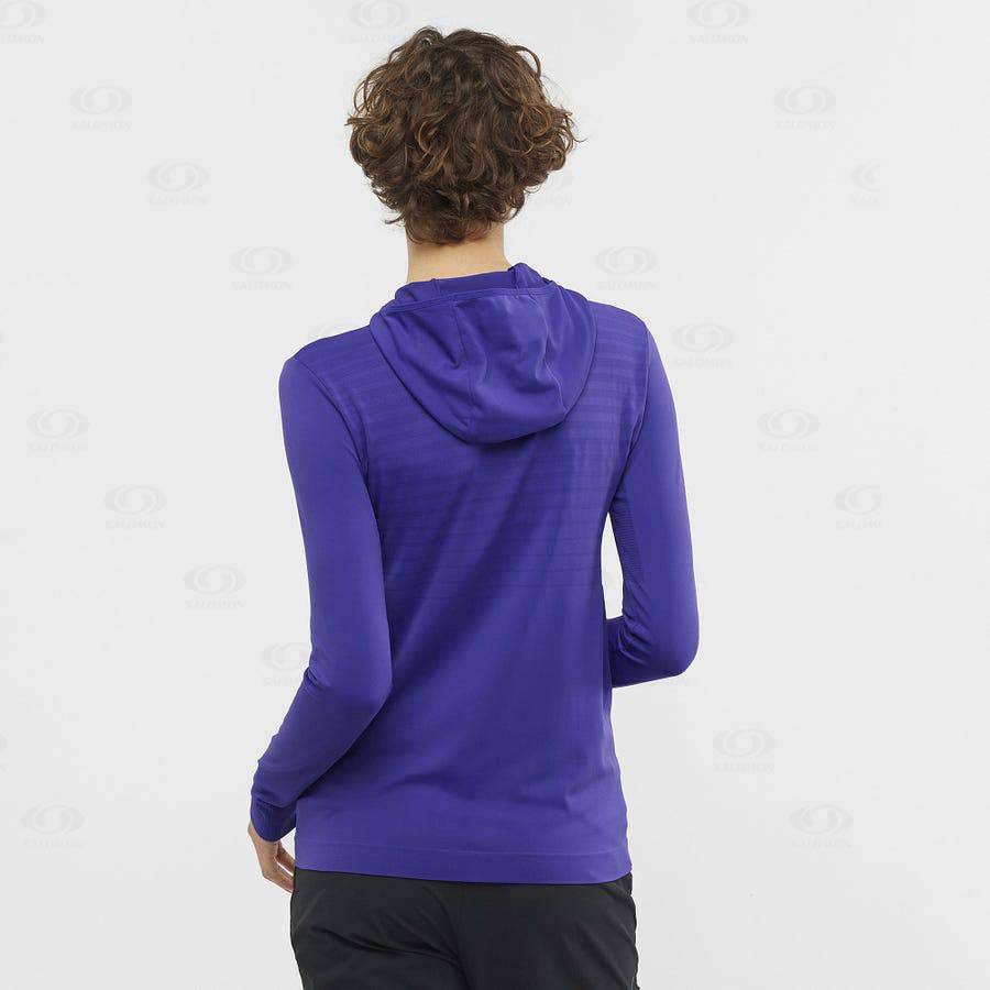 Dámské Mikiny S Kapucí Salomon ESSENTIAL SEAMLESS Fialové | CZ-O2041
