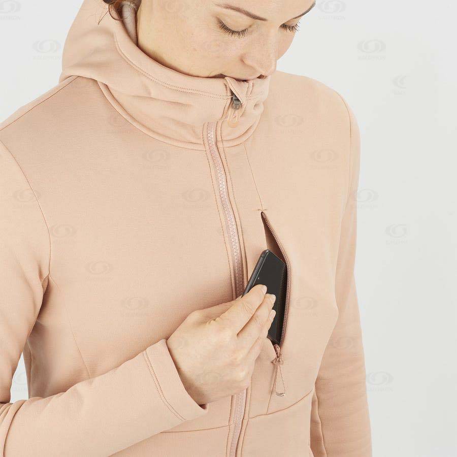 Dámské Mikiny S Kapucí Salomon ESSENTIAL XWARM Růžové | CZ-O2398