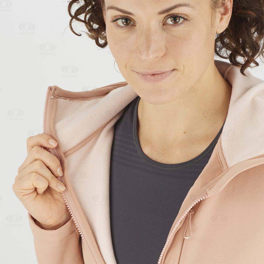 Dámské Mikiny S Kapucí Salomon ESSENTIAL XWARM Růžové | CZ-O2398