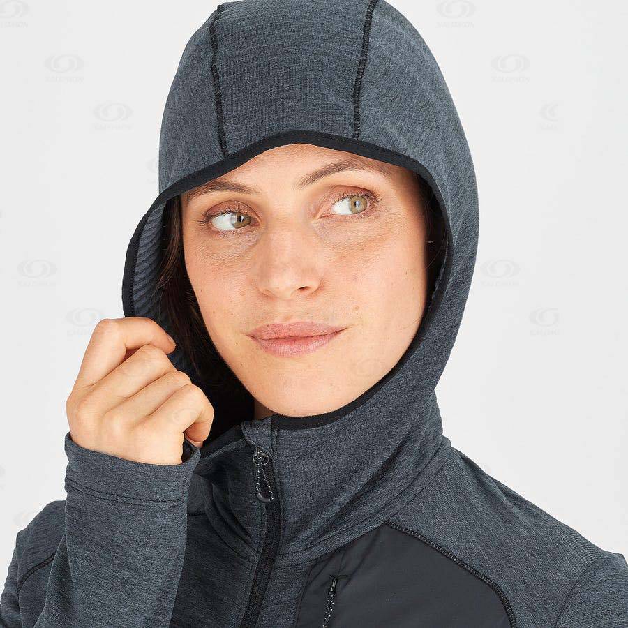 Dámské Mikiny S Kapucí Salomon ESSENTIAL LIGHTWARM HOODED Černé | CZ-S1170