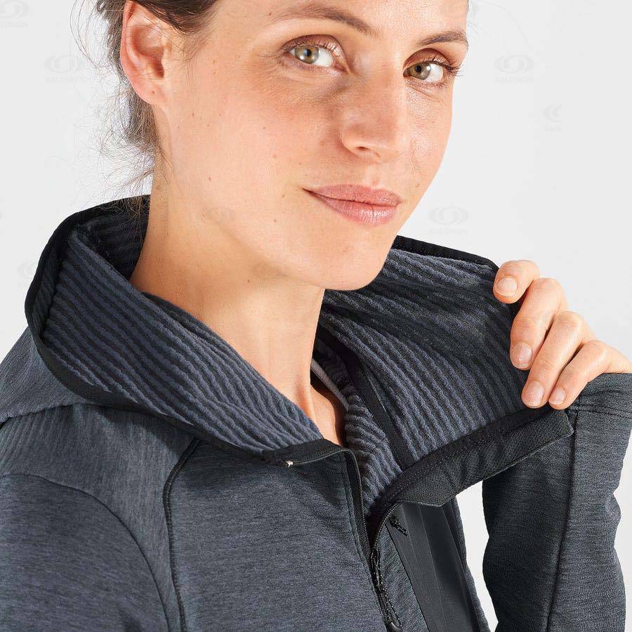 Dámské Mikiny S Kapucí Salomon ESSENTIAL LIGHTWARM HOODED Černé | CZ-S1170