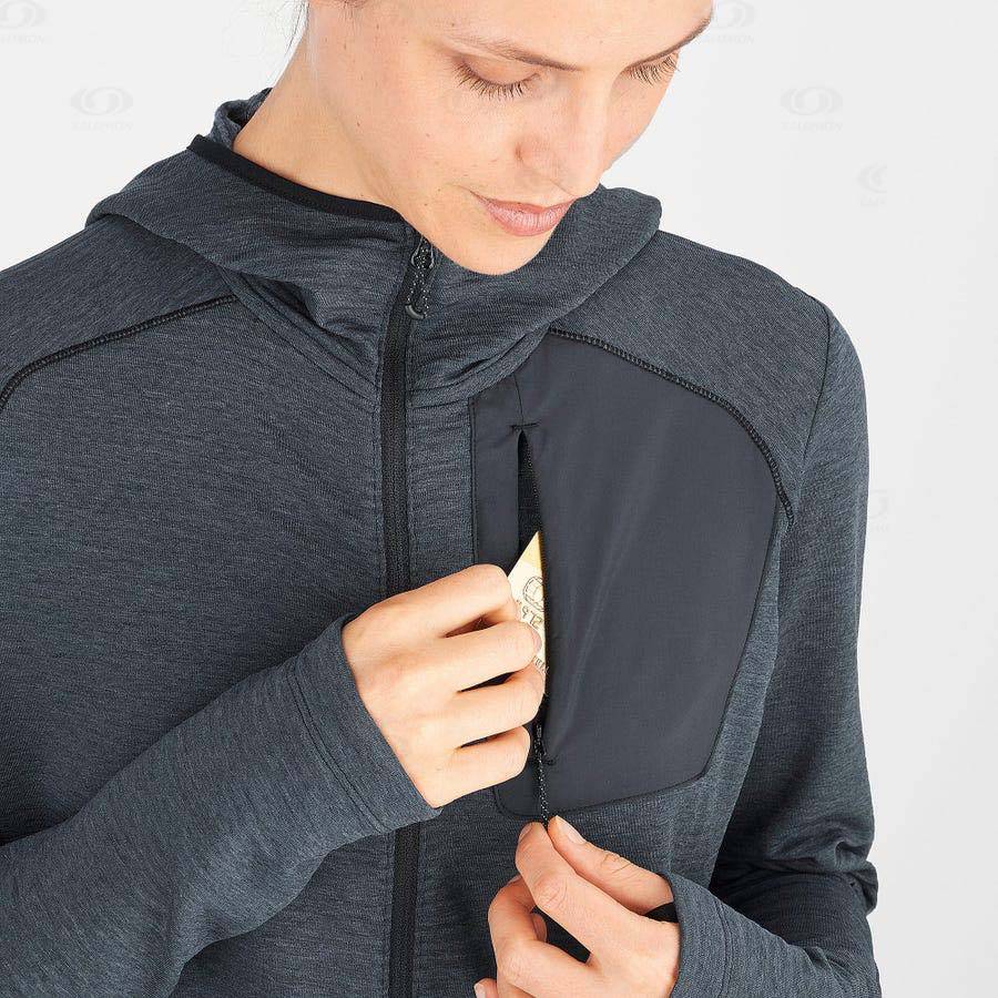 Dámské Mikiny S Kapucí Salomon ESSENTIAL LIGHTWARM HOODED Černé | CZ-S1170