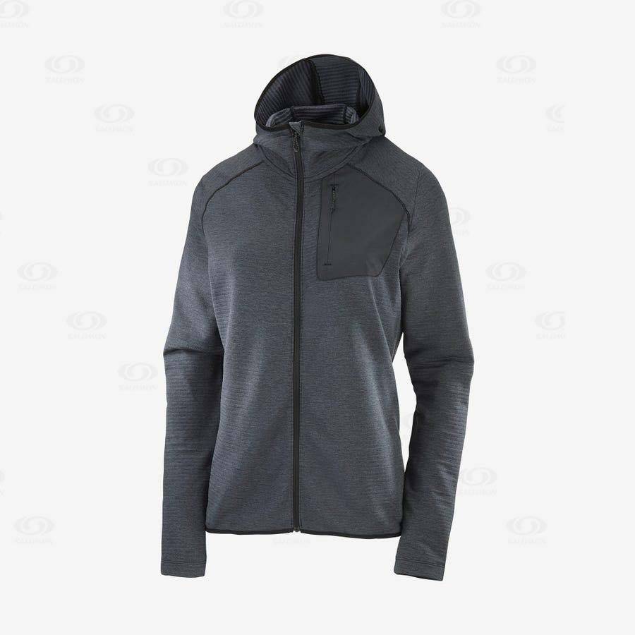 Dámské Mikiny S Kapucí Salomon ESSENTIAL LIGHTWARM HOODED Černé | CZ-S1170