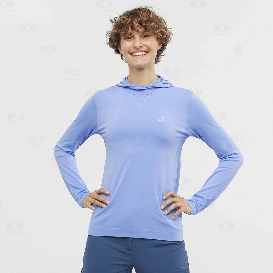 Dámské Mikiny S Kapucí Salomon ESSENTIAL SEAMLESS Blankyt | CZ-S2122