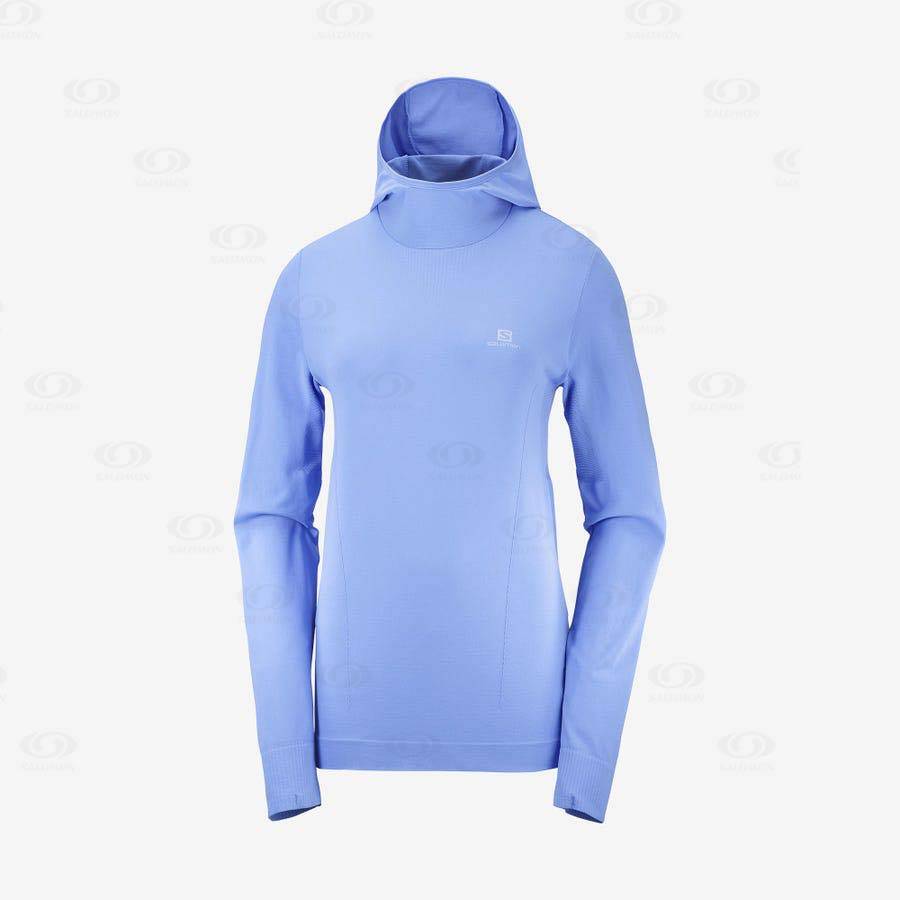 Dámské Mikiny S Kapucí Salomon ESSENTIAL SEAMLESS Blankyt | CZ-S2122