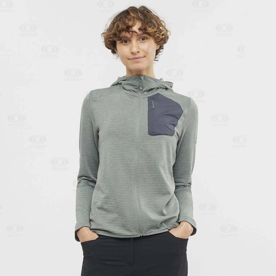 Dámské Mikiny S Kapucí Salomon ESSENTIAL LIGHTWARM HOODED Zelene | CZ-W1090