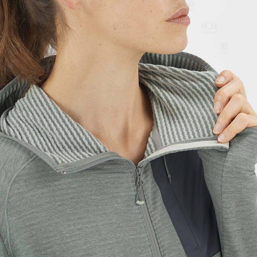 Dámské Mikiny S Kapucí Salomon ESSENTIAL LIGHTWARM HOODED Zelene | CZ-W1090